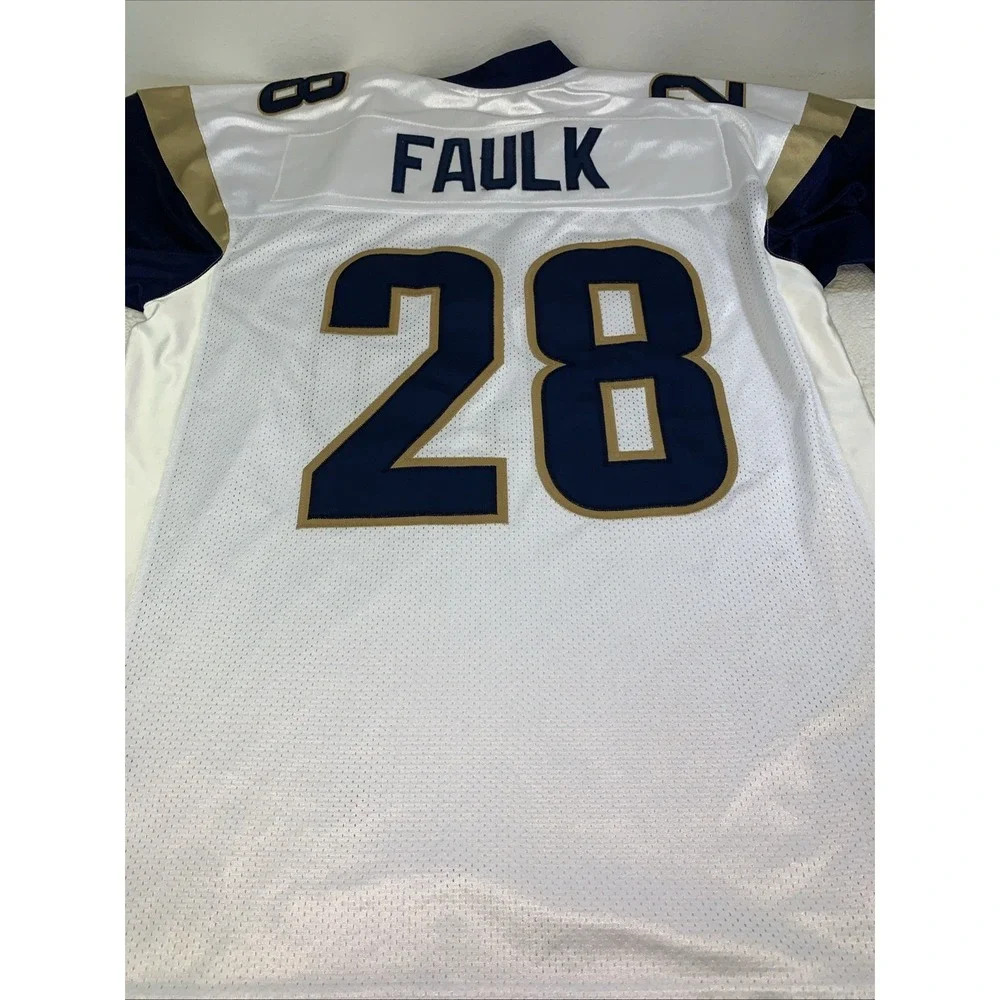 Reebok Marshall Faulk #28 St Louis Rams NFL Jersey White 52 Men's Authentic - Picture 8 of 11